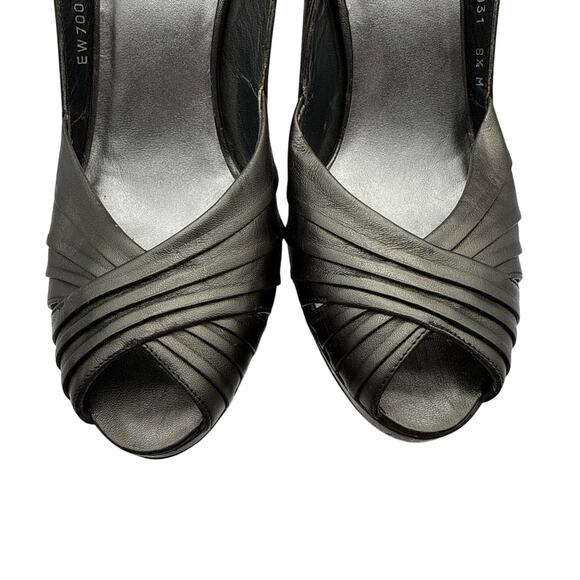 Stuart Weitzman Platform Slingback Peep-toe High Heels in Gunmetal Gray Size 8.5 - Picture 3 of 8